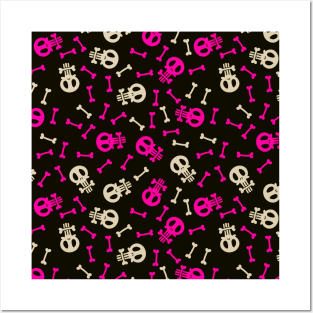 Pinky Skull Pattern Posters and Art